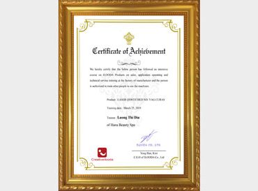 Giấy chứng nhận làm đẹp từ hãng ILOODA Hàn Quốc